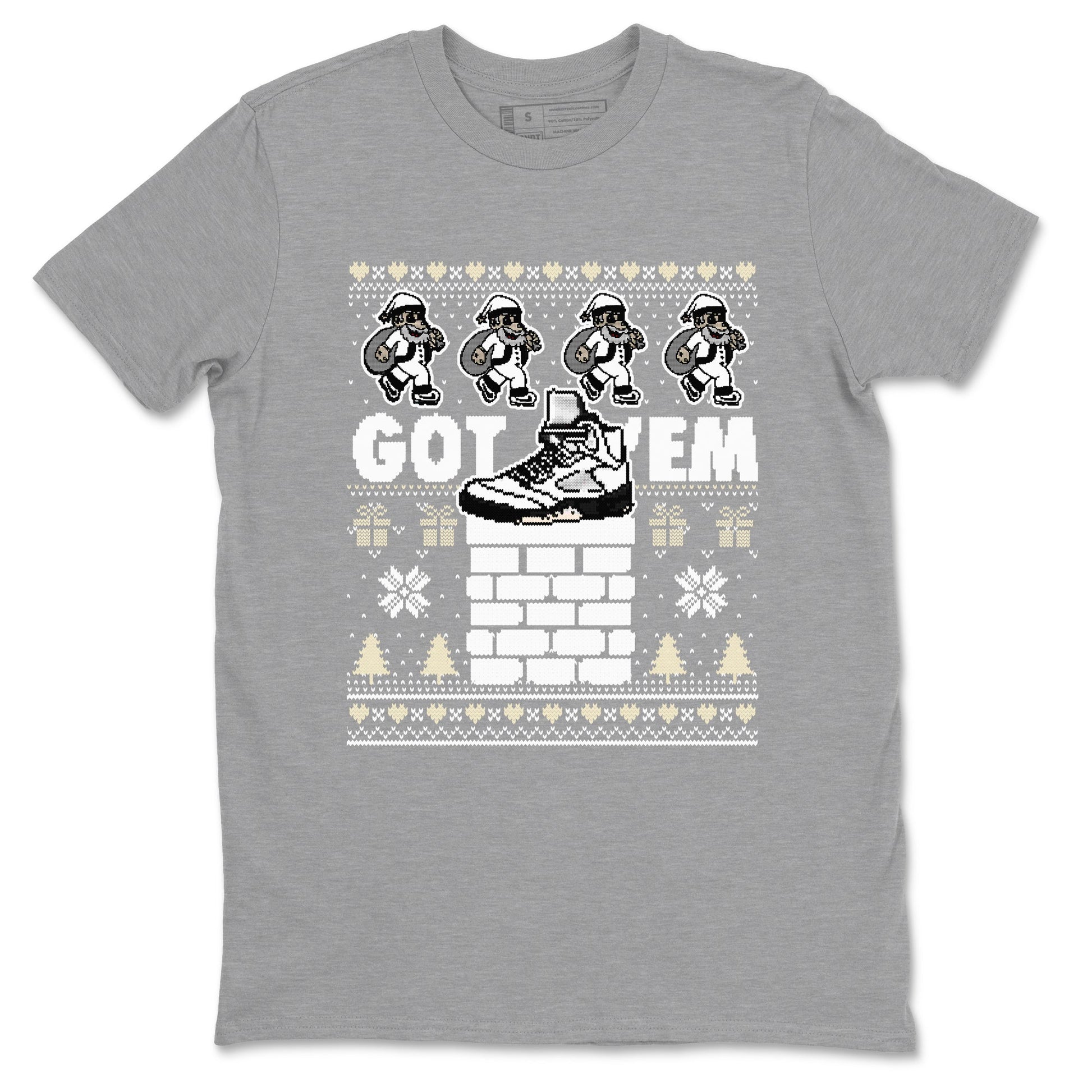5s White Black shirts to match jordans Got' em Santa sneaker match tees Air Jordan 5 Retro White Black match shoes to clothes SNRT Sneaker Tees unisex cotton Heather Grey 2 shirts