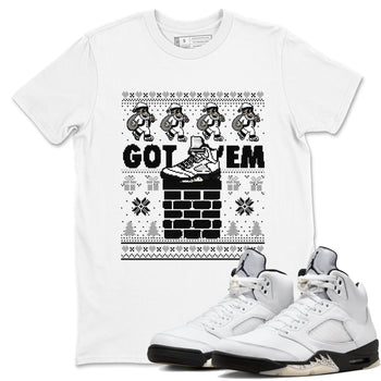 5s White Black shirts to match jordans Got' em Santa sneaker match tees Air Jordan 5 Retro White Black match shoes to clothes SNRT Sneaker Tees unisex cotton White 1 shirts