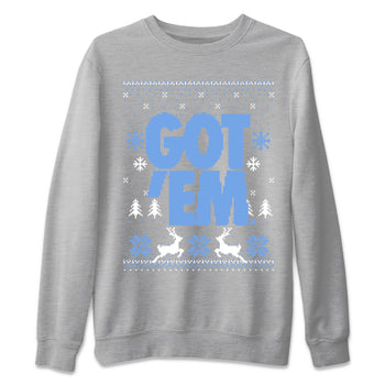 1s UNC Toe shirts to match jordans Christmas Gift Got Em Ugly Sweater sneaker match tees Air Jordan 1 High OG UNC Toe match shoes to clothes SNRT Sneaker Tees unisex cotton Heather Grey 2 shirts