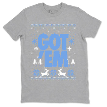 1s UNC Toe shirts to match jordans Christmas Gift Got Em Ugly Sweater sneaker match tees Air Jordan 1 High OG UNC Toe match shoes to clothes SNRT Sneaker Tees unisex cotton Heather Grey 2 shirts