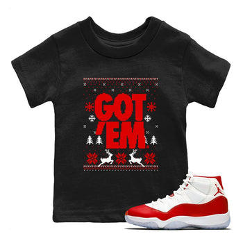 11s Cherry shirts to match jordans Christmas Gift Got Em Ugly Sweater sneaker match tees Air Jordan 11 Retro Cherry match shoes to clothes SNRT Sneaker Tees Youth Baby Black 1 tee