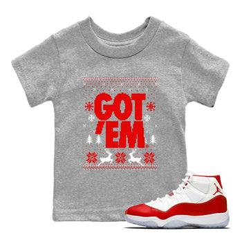 11s Cherry shirts to match jordans Christmas Gift Got Em Ugly Sweater sneaker match tees Air Jordan 11 Retro Cherry match shoes to clothes SNRT Sneaker Tees Youth Baby Heather Grey 1 tee