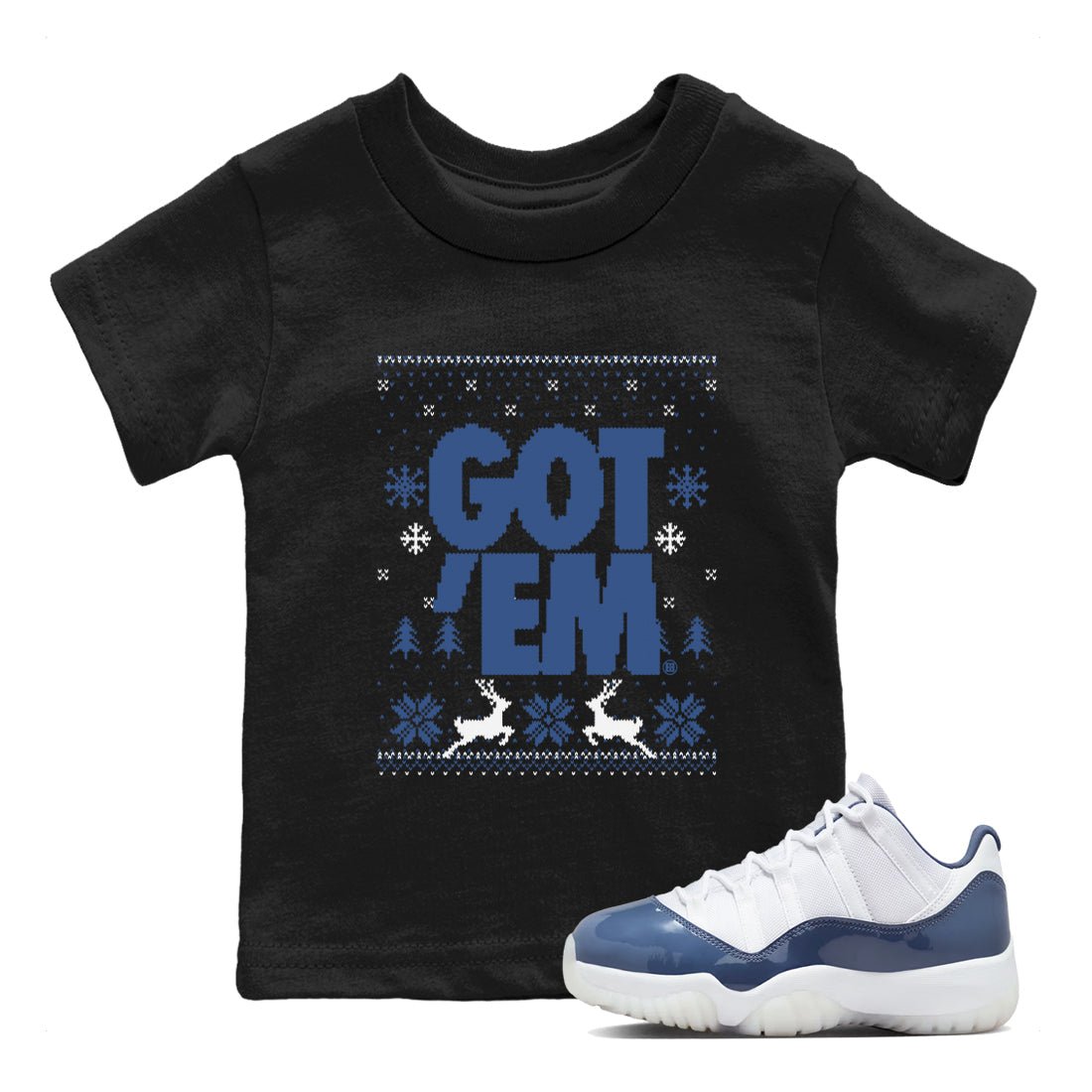 11s Diffused Blue shirts to match jordans Christmas Gift Got Em Ugly Sweater sneaker match tees Air Jordan 11 Retro Diffused Blue match shoes to clothes SNRT Sneaker Tees Youth Baby Black 1 tee