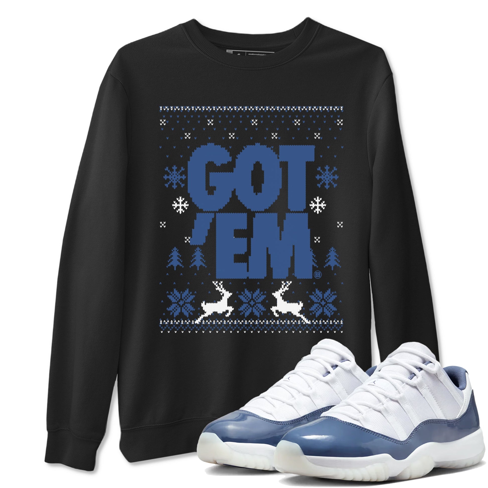 11s Diffused Blue shirts to match jordans Christmas Gift Got Em Ugly Sweater sneaker match tees Air Jordan 11 Retro Diffused Blue match shoes to clothes SNRT Sneaker Tees unisex cotton Black 1 shirts