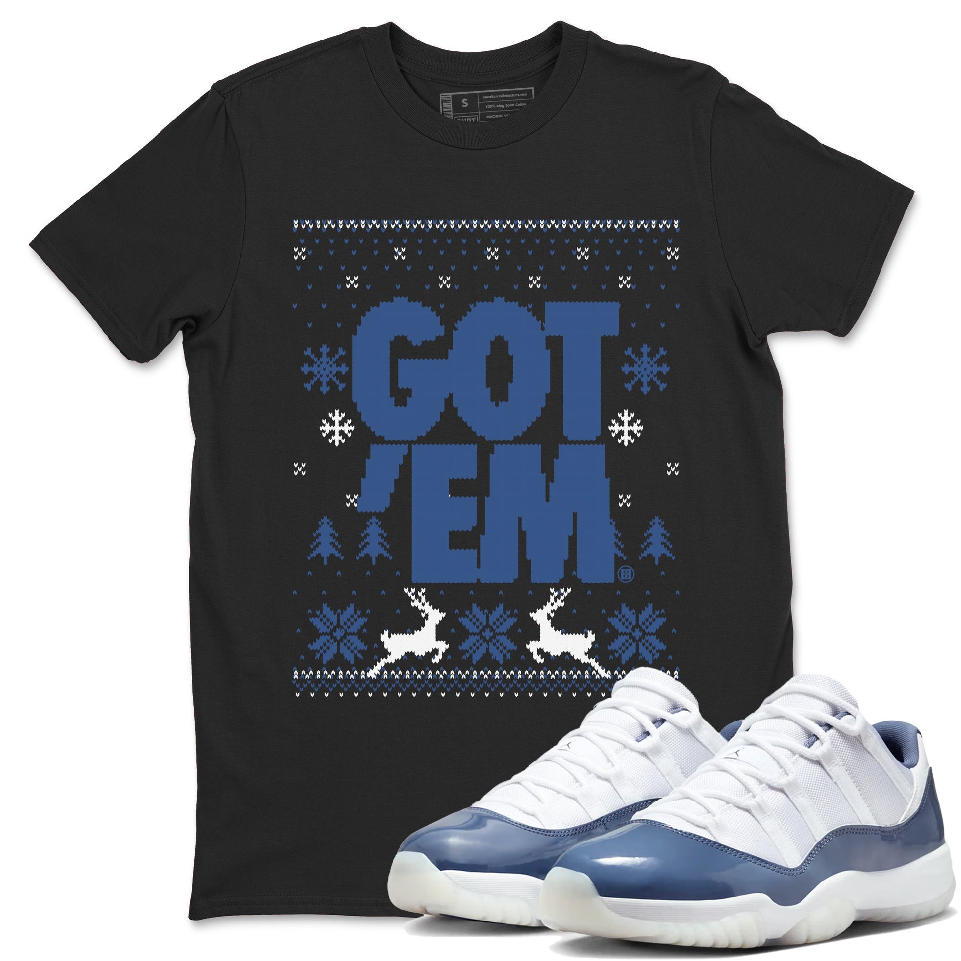 11s Diffused Blue shirts to match jordans Christmas Gift Got Em Ugly Sweater sneaker match tees Air Jordan 11 Retro Diffused Blue match shoes to clothes SNRT Sneaker Tees unisex cotton Black 1 shirts