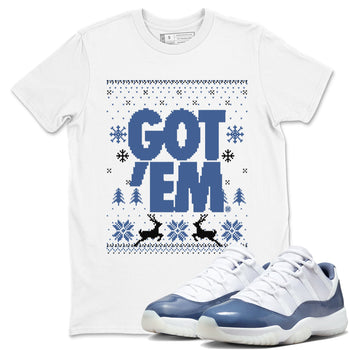 11s Diffused Blue shirts to match jordans Christmas Gift Got Em Ugly Sweater sneaker match tees Air Jordan 11 Retro Diffused Blue match shoes to clothes SNRT Sneaker Tees unisex cotton White 1 shirts