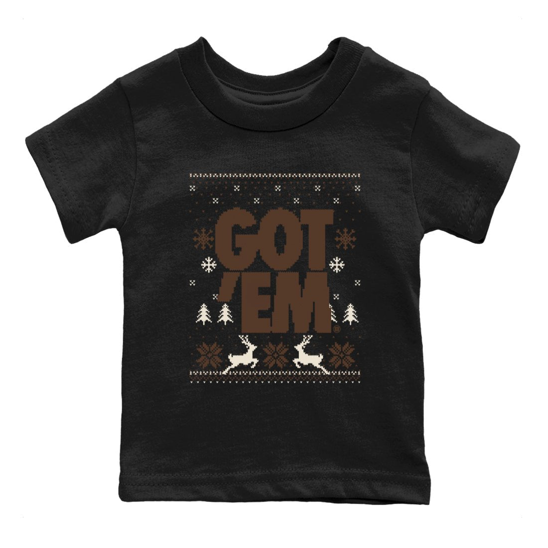 AJ12 Baroque Brown shirts to match jordans Got Em Ugly Sweater best t shirts to wear with jordans SoleFly x Jordan 12 Baroque Brown match shoes to clothes SNRT Sneaker Tees Youth Baby Black 2 tee
