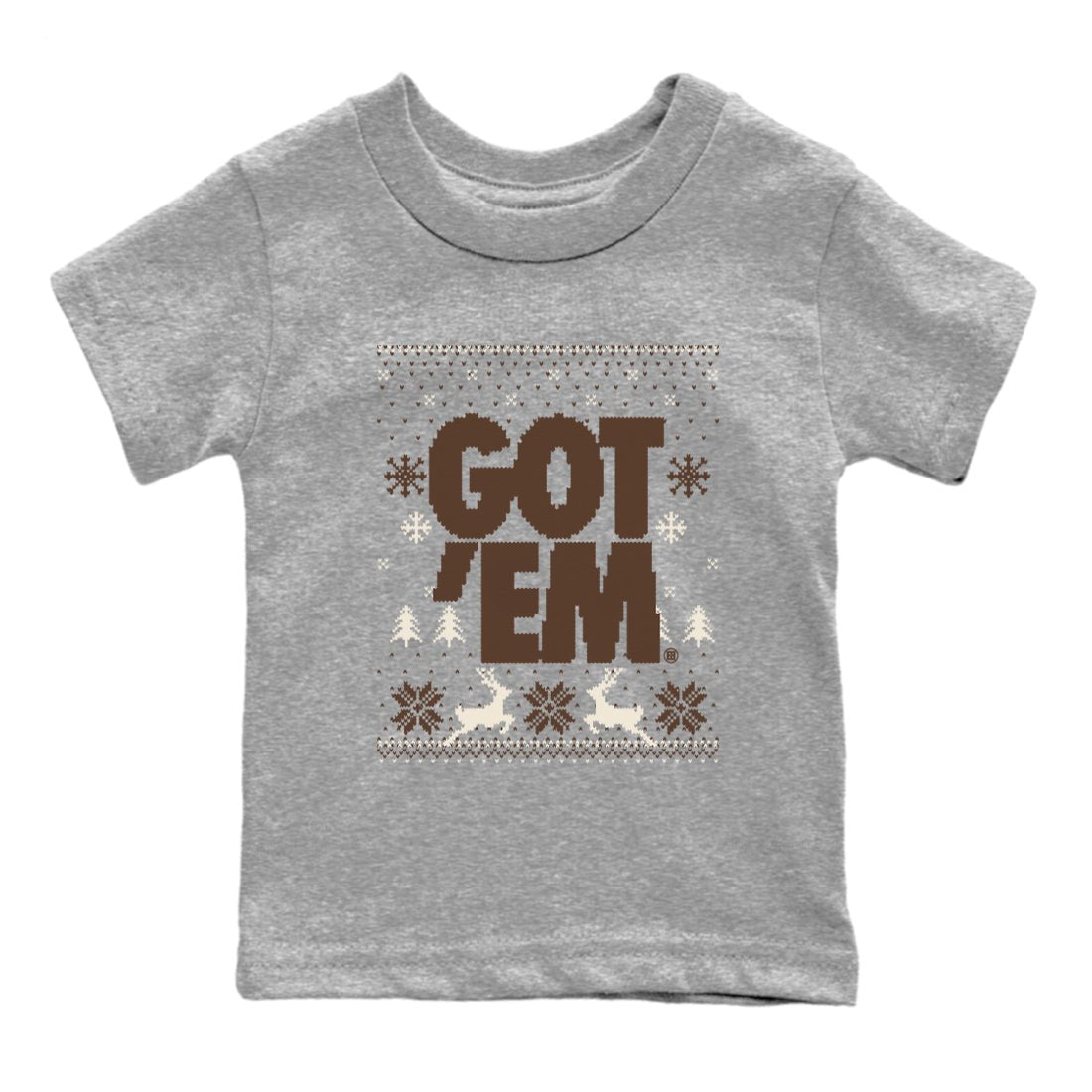 AJ12 Baroque Brown shirts to match jordans Got Em Ugly Sweater best t shirts to wear with jordans SoleFly x Jordan 12 Baroque Brown match shoes to clothes SNRT Sneaker Tees Youth Baby Heather Grey 2 tee