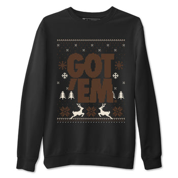 AJ12 Baroque Brown shirts to match jordans Got Em Ugly Sweater best t shirts to wear with jordans SoleFly x Jordan 12 Baroque Brown match shoes to clothes SNRT Sneaker Tees unisex cotton Black 2 shirts