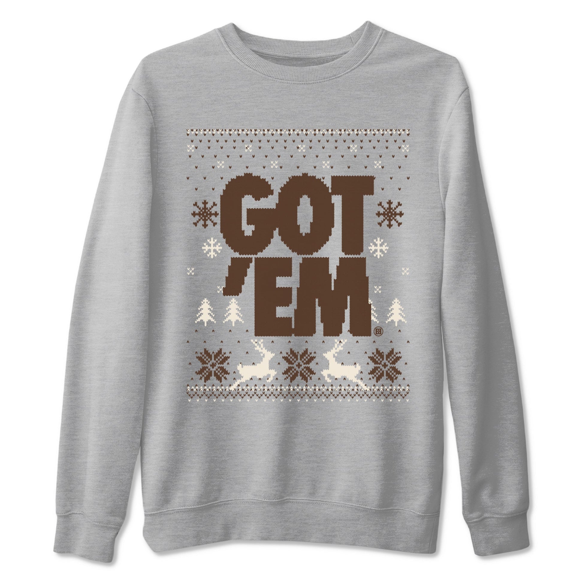 AJ12 Baroque Brown shirts to match jordans Got Em Ugly Sweater best t shirts to wear with jordans SoleFly x Jordan 12 Baroque Brown match shoes to clothes SNRT Sneaker Tees unisex cotton Heather Grey 2 shirts