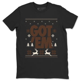 AJ12 Baroque Brown shirts to match jordans Got Em Ugly Sweater best t shirts to wear with jordans SoleFly x Jordan 12 Baroque Brown match shoes to clothes SNRT Sneaker Tees unisex cotton Black 2 shirts
