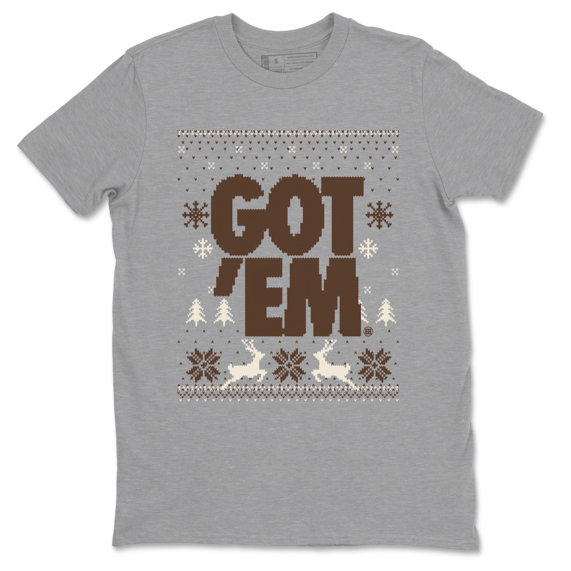 AJ12 Baroque Brown shirts to match jordans Got Em Ugly Sweater best t shirts to wear with jordans SoleFly x Jordan 12 Baroque Brown match shoes to clothes SNRT Sneaker Tees unisex cotton Heather Grey 2 shirts
