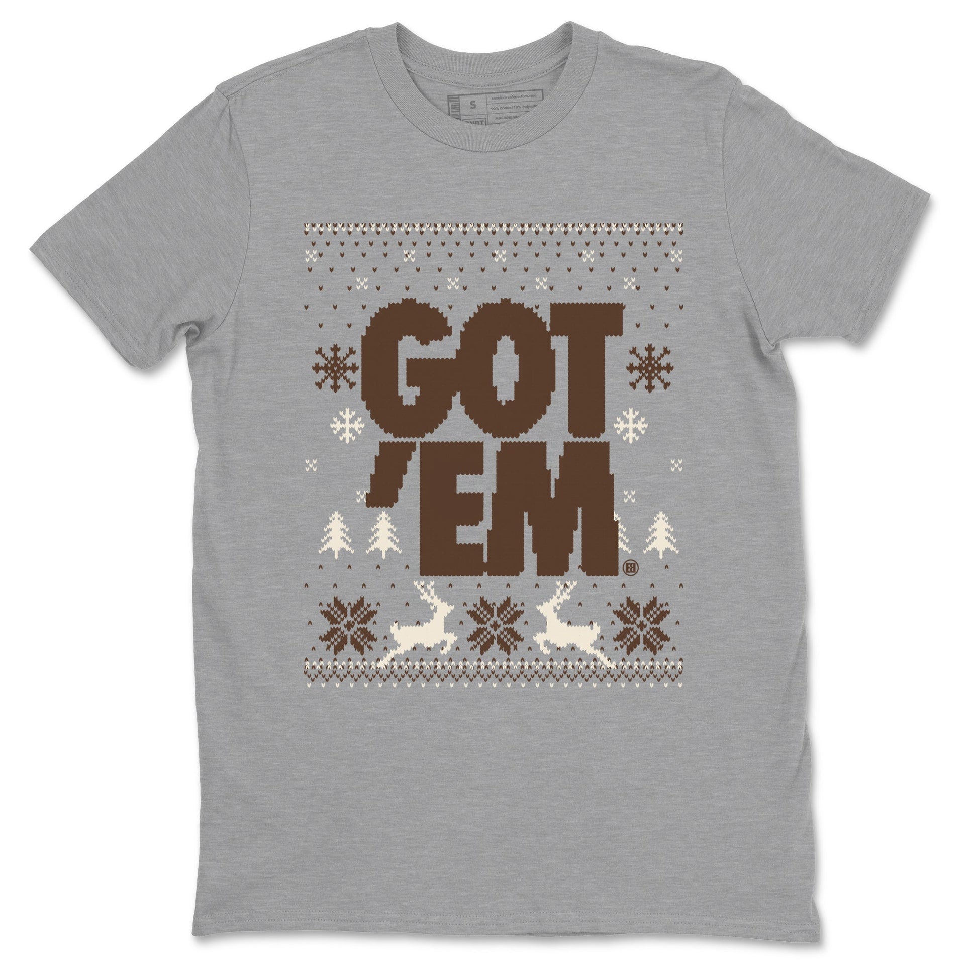 AJ12 Baroque Brown shirts to match jordans Got Em Ugly Sweater best t shirts to wear with jordans SoleFly x Jordan 12 Baroque Brown match shoes to clothes SNRT Sneaker Tees unisex cotton Heather Grey 2 shirts