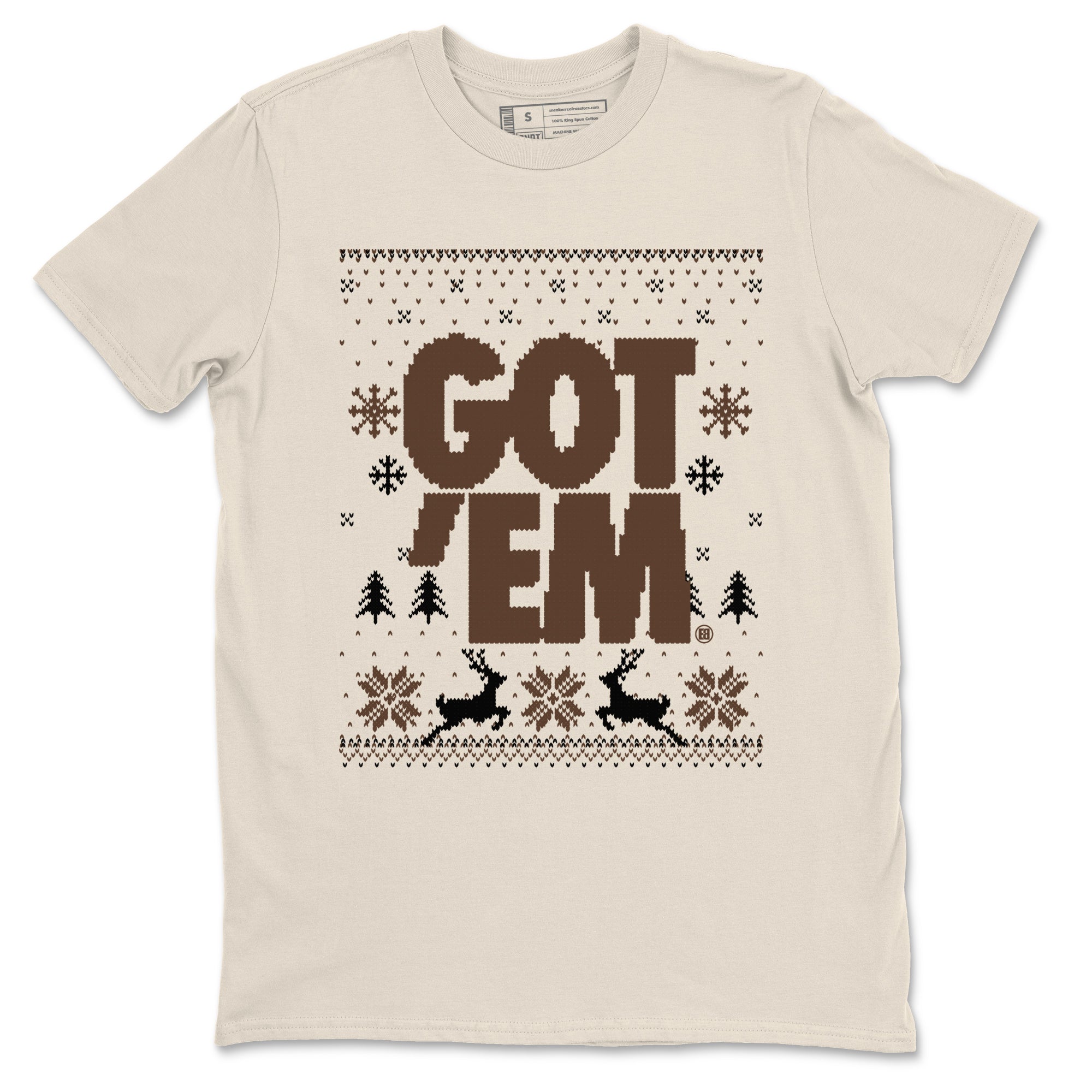 AJ12 Baroque Brown shirts to match jordans Got Em Ugly Sweater best t shirts to wear with jordans SoleFly x Jordan 12 Baroque Brown match shoes to clothes SNRT Sneaker Tees unisex cotton Natural 2 shirts