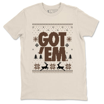 AJ12 Baroque Brown shirts to match jordans Got Em Ugly Sweater best t shirts to wear with jordans SoleFly x Jordan 12 Baroque Brown match shoes to clothes SNRT Sneaker Tees unisex cotton Natural 2 shirts
