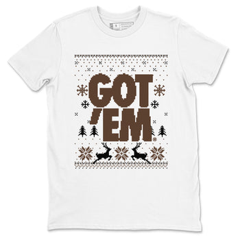 AJ12 Baroque Brown shirts to match jordans Got Em Ugly Sweater best t shirts to wear with jordans SoleFly x Jordan 12 Baroque Brown match shoes to clothes SNRT Sneaker Tees unisex cotton White 2 shirts