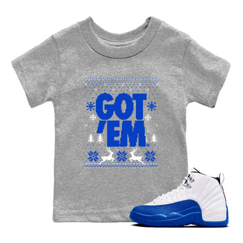 Air Jordan 12 Blueberry t-shirts to match sneakers Christmas Holiday Gift Got Em Ugly Sweater sneaker match tees 12s Blueberry match shoes to clothes SNRT Sneaker Tees Youth Baby Heather Grey 1 tee