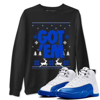 Air Jordan 12 Blueberry t-shirts to match sneakers Christmas Holiday Gift Got Em Ugly Sweater sneaker match tees 12s Blueberry match shoes to clothes SNRT Sneaker Tees unisex cotton Black 1 shirts