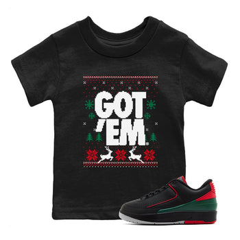 Air Jordan 2 Low Retro Christmas shirts to match jordans Christmas Gift Got Em Ugly Sweater sneaker match tees Air Jordan 2 Christmas match shoes to clothes SNRT Sneaker Tees Youth Baby Black 1 tee