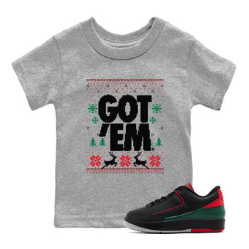 Air Jordan 2 Low Retro Christmas shirts to match jordans Christmas Gift Got Em Ugly Sweater sneaker match tees Air Jordan 2 Christmas match shoes to clothes SNRT Sneaker Tees Youth Baby Heather Grey 1 tee