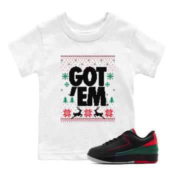 Air Jordan 2 Low Retro Christmas shirts to match jordans Christmas Gift Got Em Ugly Sweater sneaker match tees Air Jordan 2 Christmas match shoes to clothes SNRT Sneaker Tees Youth Baby White 1 tee