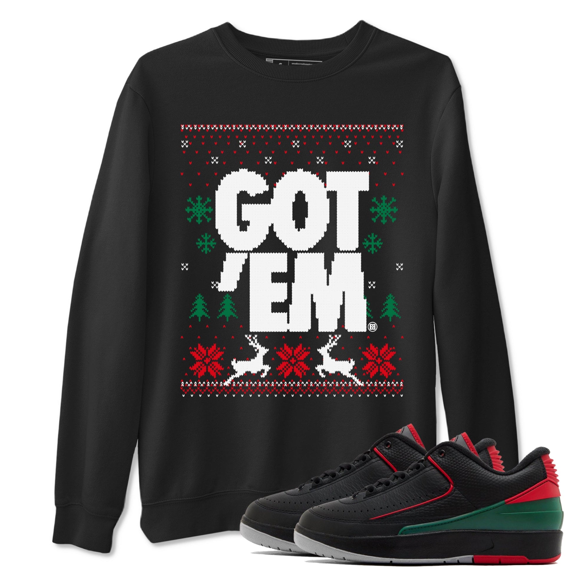 Air Jordan 2 Low Retro Christmas shirts to match jordans Christmas Gift Got Em Ugly Sweater sneaker match tees Air Jordan 2 Christmas match shoes to clothes SNRT Sneaker Tees unisex cotton Black 1 shirts