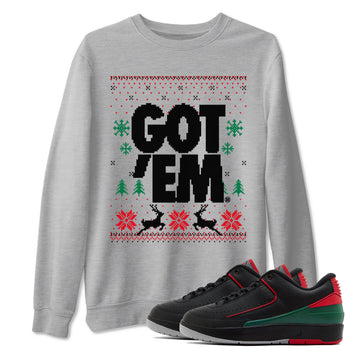 Air Jordan 2 Low Retro Christmas shirts to match jordans Christmas Gift Got Em Ugly Sweater sneaker match tees Air Jordan 2 Christmas match shoes to clothes SNRT Sneaker Tees unisex cotton Heather Grey 1 shirts