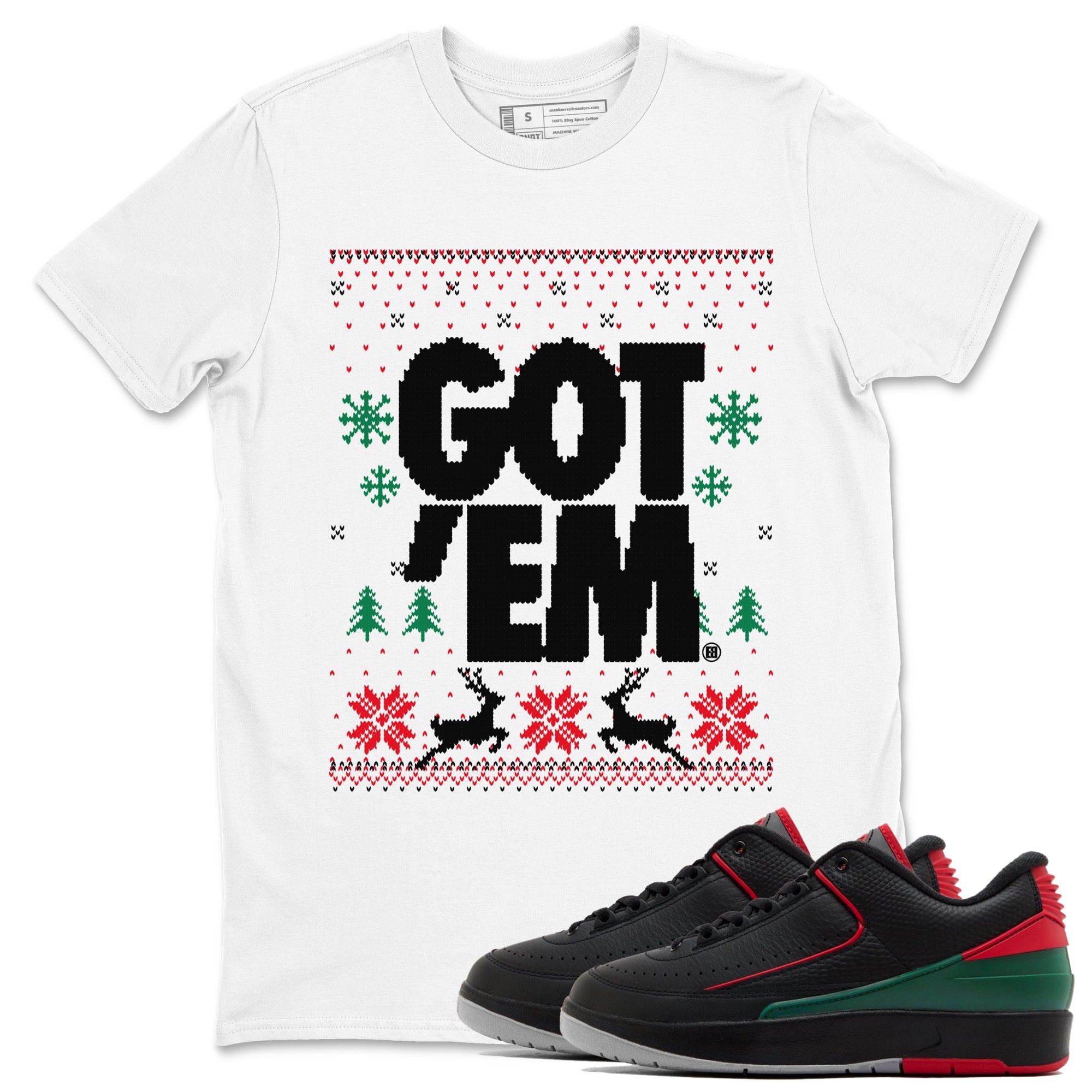 Air Jordan 2 Low Retro Christmas shirts to match jordans Christmas Gift Got Em Ugly Sweater sneaker match tees Air Jordan 2 Christmas match shoes to clothes SNRT Sneaker Tees unisex cotton White 1 shirts
