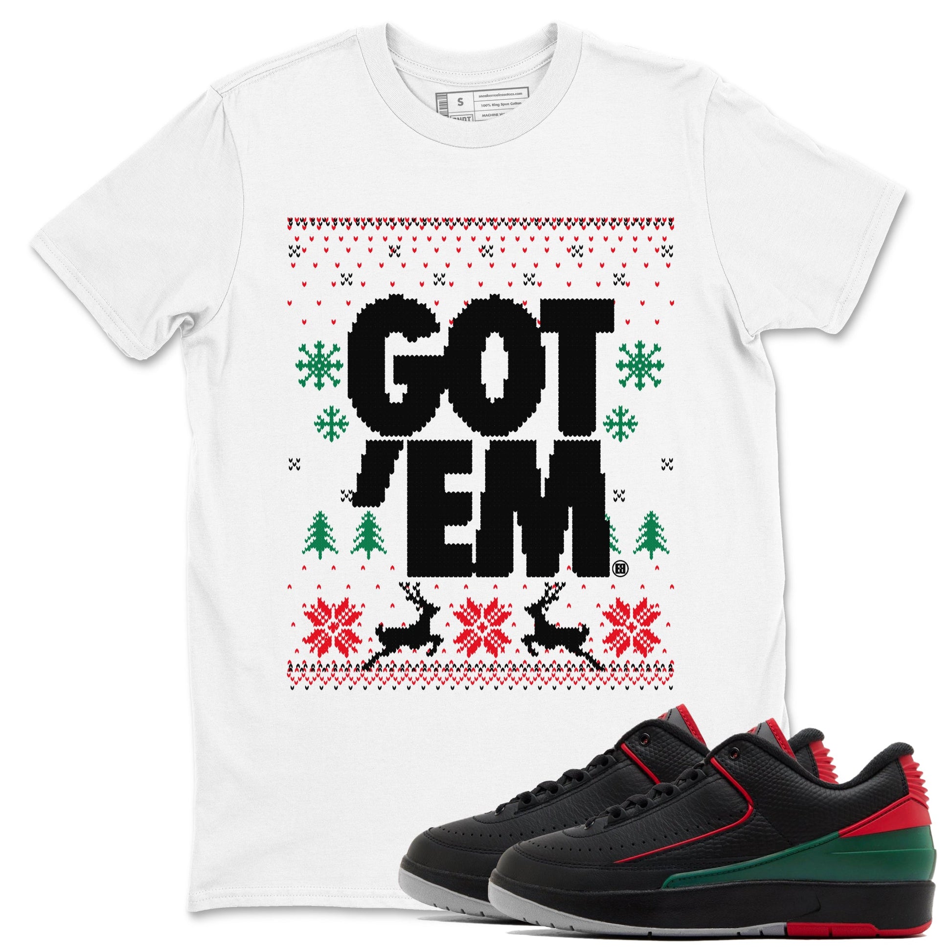 Air Jordan 2 Low Retro Christmas shirts to match jordans Christmas Gift Got Em Ugly Sweater sneaker match tees Air Jordan 2 Christmas match shoes to clothes SNRT Sneaker Tees unisex cotton White 1 shirts