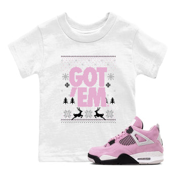 4s Orchid t-shirts to match sneakers Christmas Holiday Gift Got Em Ugly Sweater sneaker match tees Air Jordan 4 Orchid match shoes to clothes SNRT Sneaker Tees Youth Baby White 1 tee