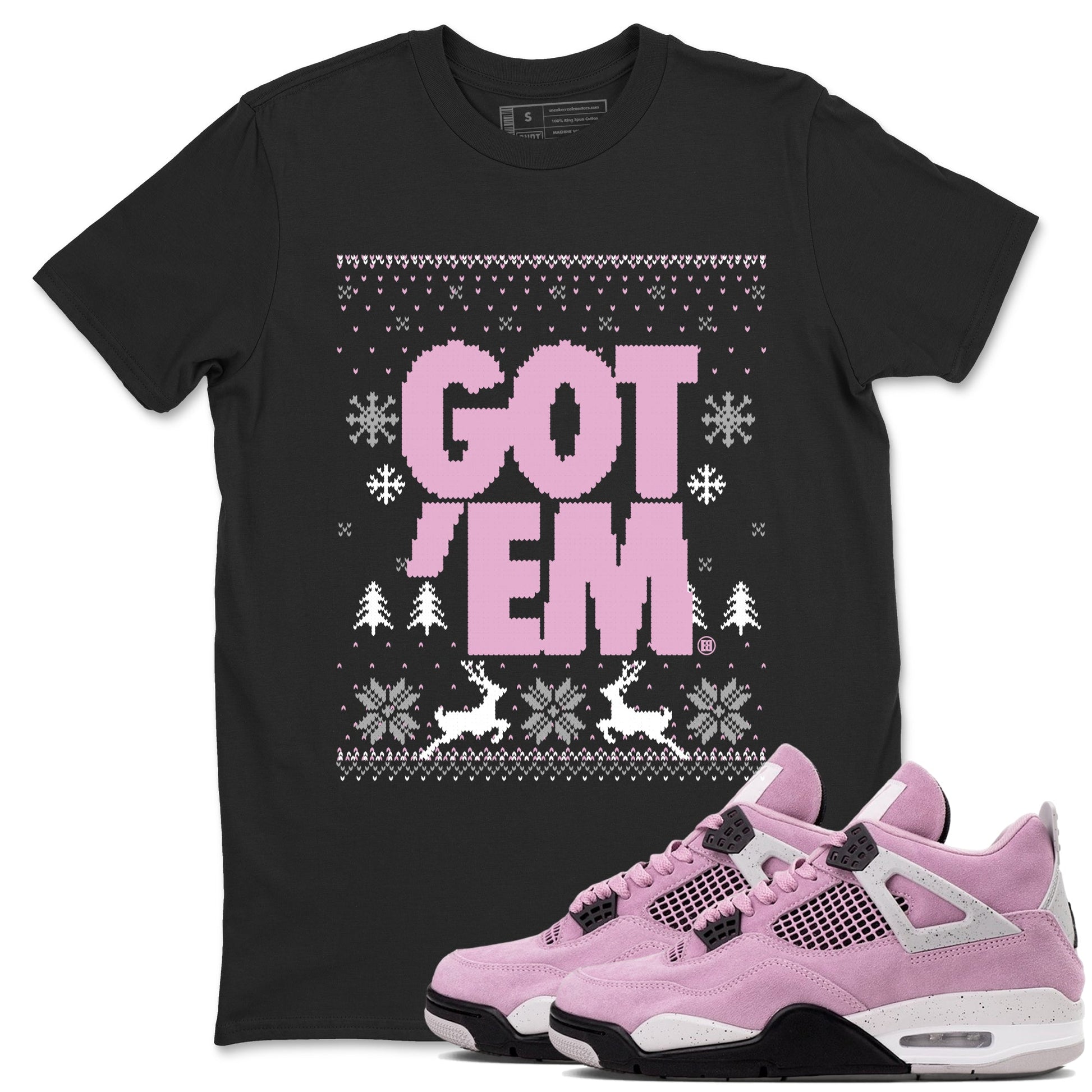 4s Orchid t-shirts to match sneakers Christmas Holiday Gift Got Em Ugly Sweater sneaker match tees Air Jordan 4 Orchid match shoes to clothes SNRT Sneaker Tees unisex cotton Black 1 shirts