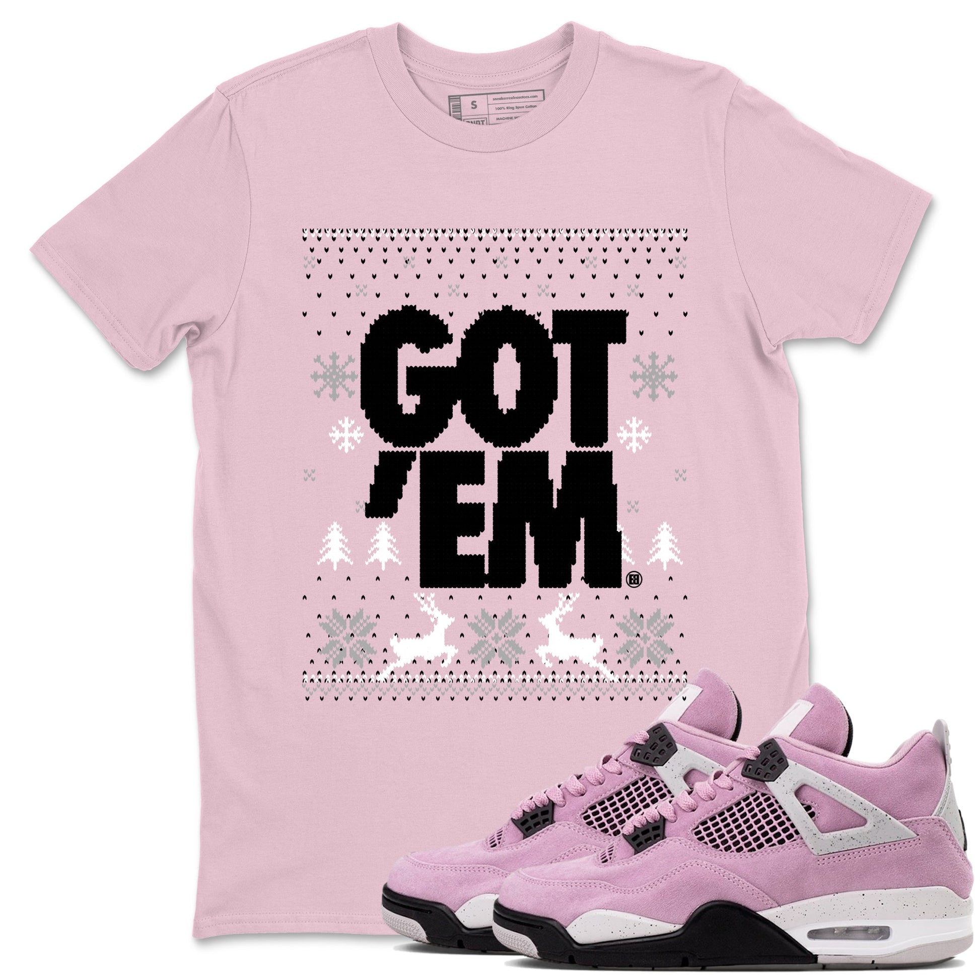 4s Orchid t-shirts to match sneakers Christmas Holiday Gift Got Em Ugly Sweater sneaker match tees Air Jordan 4 Orchid match shoes to clothes SNRT Sneaker Tees unisex cotton Pink 1 shirts