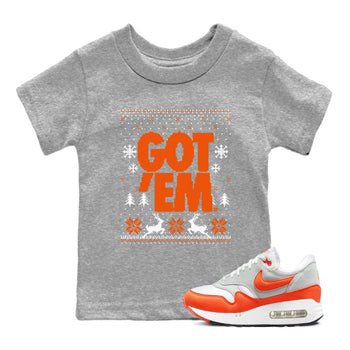 Air Max 1 OG '86 'Summit White and Cosmic Clay shirts to match jordans Christmas Gift Got Em Ugly Sweater sneaker match tees Air Max 1 Cosmic Clay match shoes to clothes SNRT Sneaker Tees Youth Baby Heather Grey 1 tee