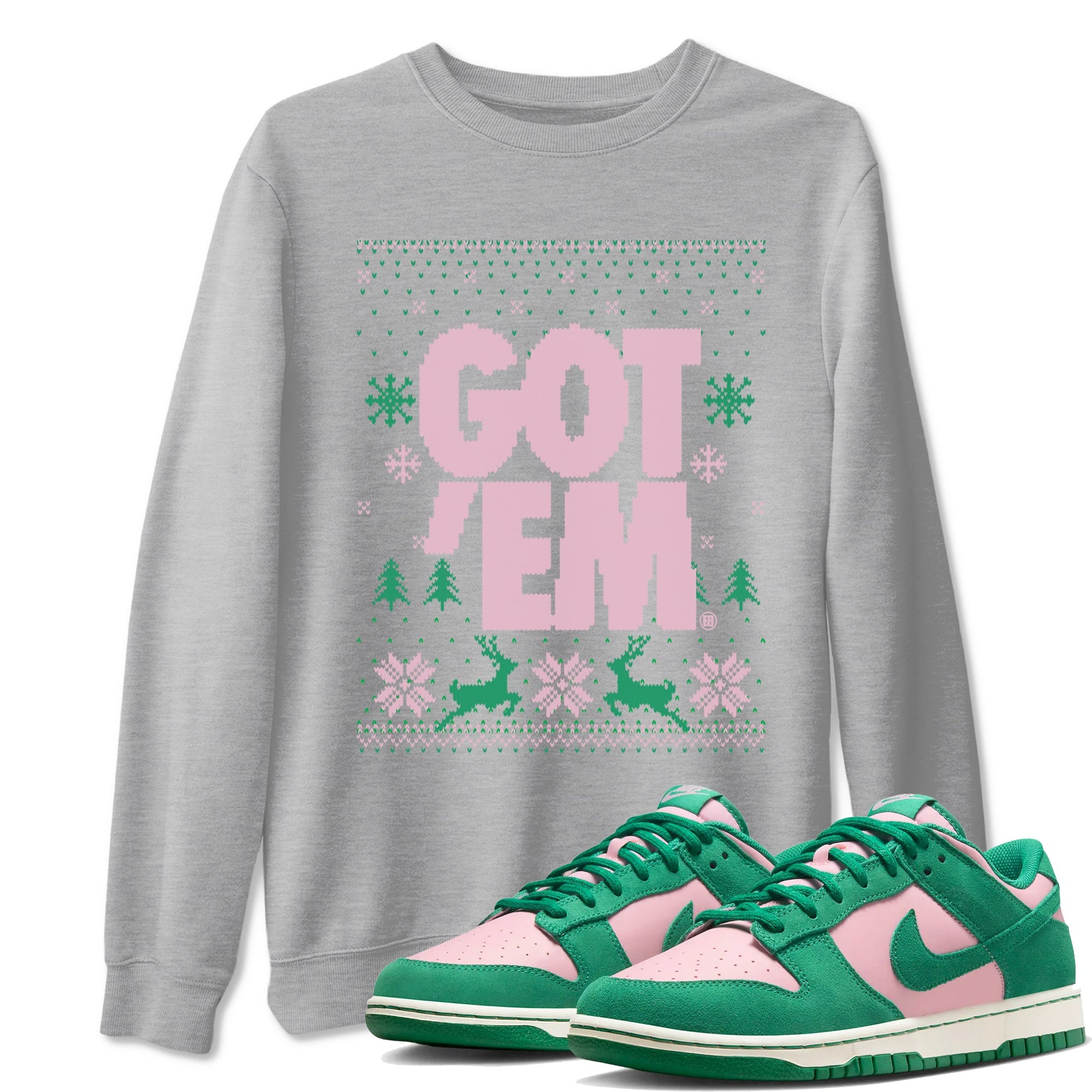 Dunk Low Retro SE Medium Soft Pink Malachite shirts to match jordans Christmas Gift Got Em Ugly Sweater sneaker match tees Dunk Medium Soft Pink Malachite match shoes to clothes SNRT Sneaker Tees unisex cotton Heather Grey 1 shirts