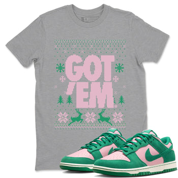 Dunk Low Retro SE Medium Soft Pink Malachite shirts to match jordans Christmas Gift Got Em Ugly Sweater sneaker match tees Dunk Medium Soft Pink Malachite match shoes to clothes SNRT Sneaker Tees unisex cotton Heather Grey 1 shirts