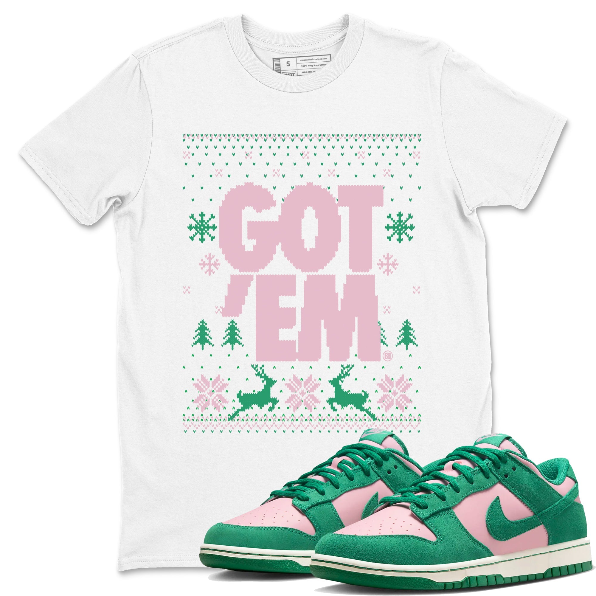 Dunk Low Retro SE Medium Soft Pink Malachite shirts to match jordans Christmas Gift Got Em Ugly Sweater sneaker match tees Dunk Medium Soft Pink Malachite match shoes to clothes SNRT Sneaker Tees unisex cotton White 1 shirts
