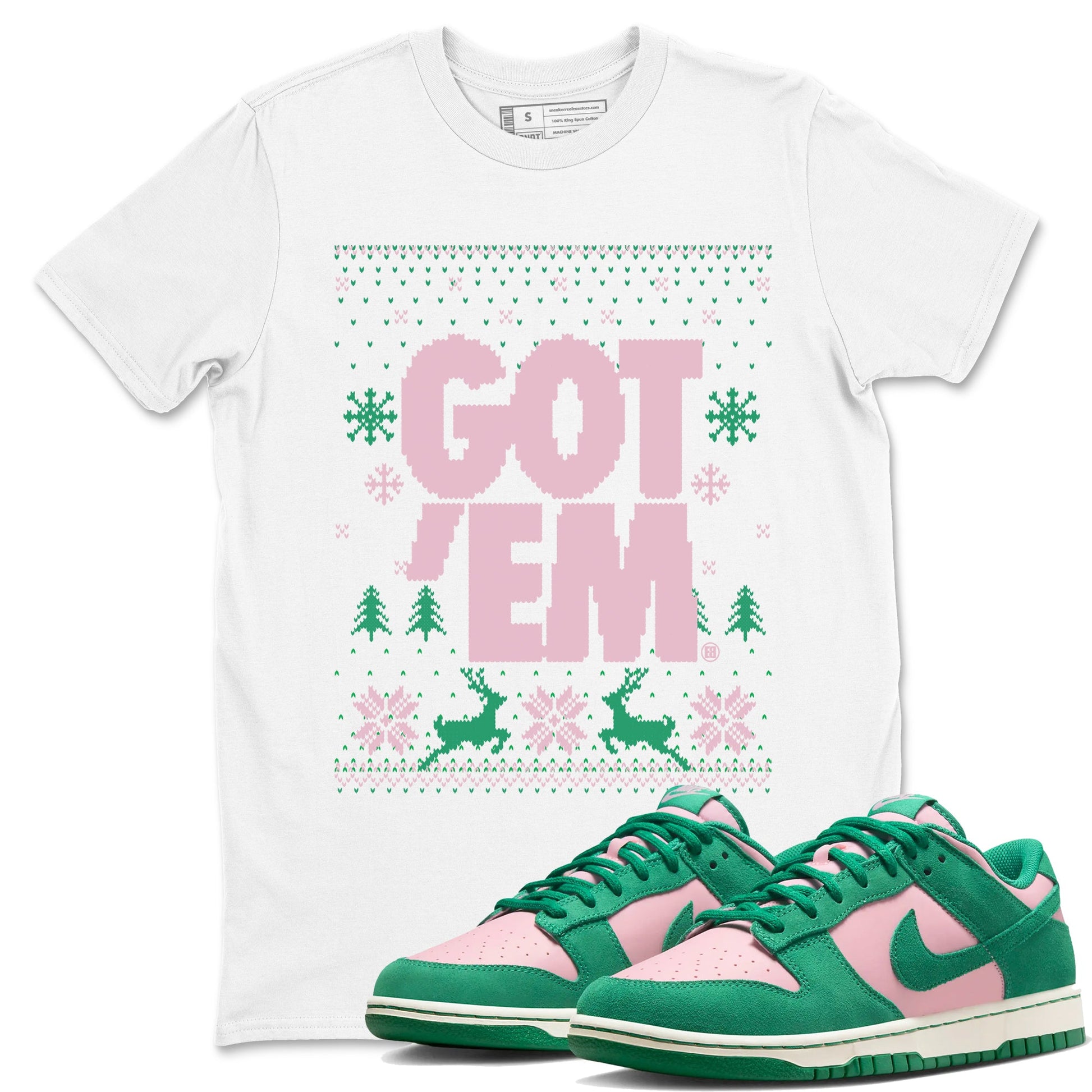 Dunk Low Retro SE Medium Soft Pink Malachite shirts to match jordans Christmas Gift Got Em Ugly Sweater sneaker match tees Dunk Medium Soft Pink Malachite match shoes to clothes SNRT Sneaker Tees unisex cotton White 1 shirts