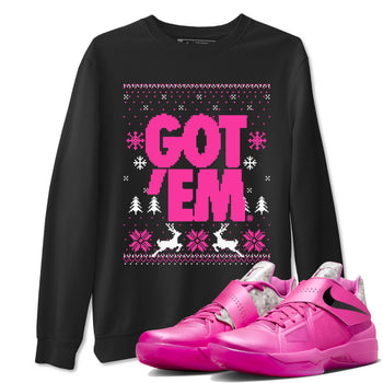 Nike KD 4 Retro Aunt Pearl shirts to match jordans Got Em Ugly Sweater sneaker match tees Nike KD 4 Aunt Pearl match shoes to clothes SNRT Sneaker Tees unisex cotton Black 1 shirts