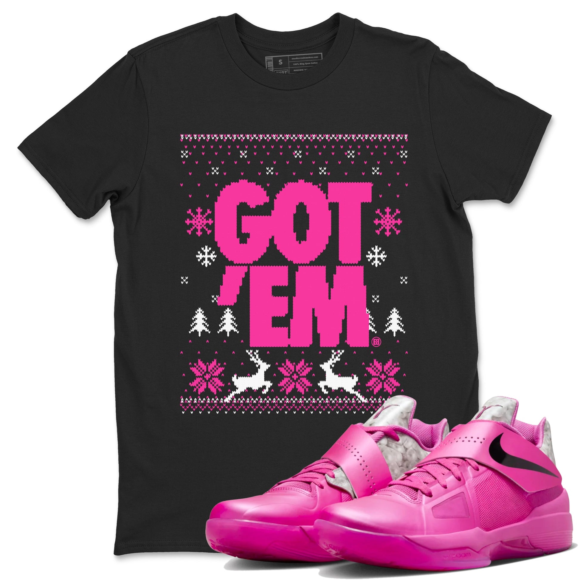 Nike KD 4 Retro Aunt Pearl shirts to match jordans Got Em Ugly Sweater sneaker match tees Nike KD 4 Aunt Pearl match shoes to clothes SNRT Sneaker Tees unisex cotton Black 1 shirts