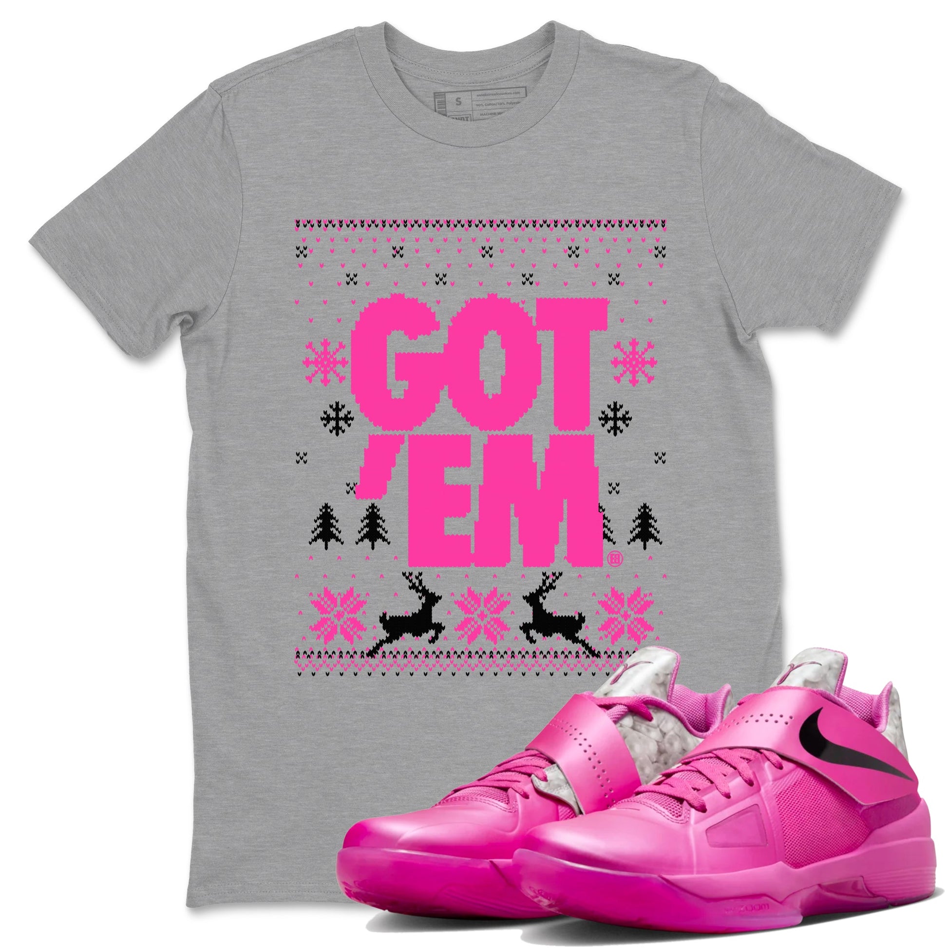 Nike KD 4 Retro Aunt Pearl shirts to match jordans Got Em Ugly Sweater sneaker match tees Nike KD 4 Aunt Pearl match shoes to clothes SNRT Sneaker Tees unisex cotton Heather Grey 1 shirts