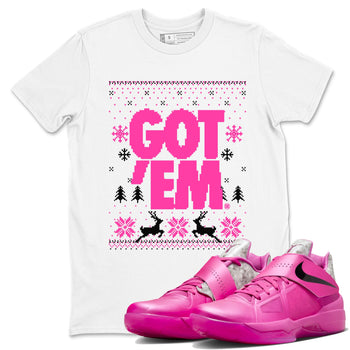 Nike KD 4 Retro Aunt Pearl shirts to match jordans Got Em Ugly Sweater sneaker match tees Nike KD 4 Aunt Pearl match shoes to clothes SNRT Sneaker Tees unisex cotton White 1 shirts