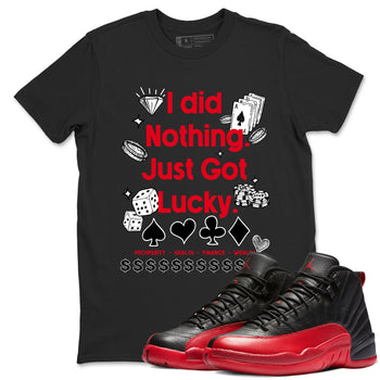 12s Flu Game shirts to match jordans Got Lucky sneaker match tees Air Jordan 12 Retro Flu Game match shoes to clothes SNRT Sneaker Tees unisex cotton Black 1 shirts