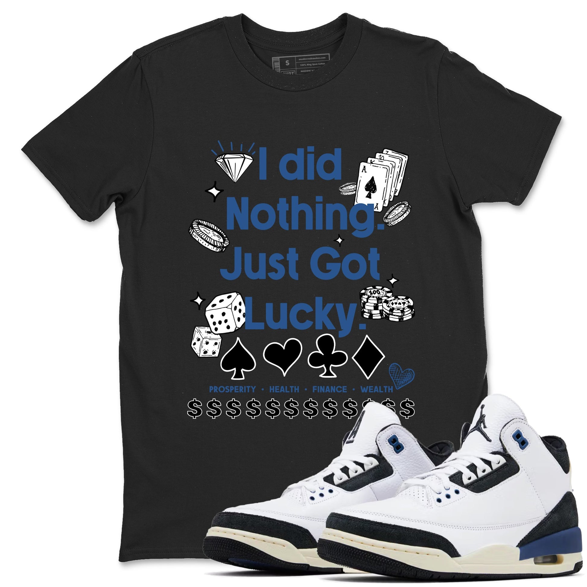 3s For The Love to match jordans Got Lucky sneaker match tees A Ma Maniere x Air Jordan 3 Diffused Blue match shoes to clothes SNRT Sneaker Tees unisex cotton Black 1 shirts