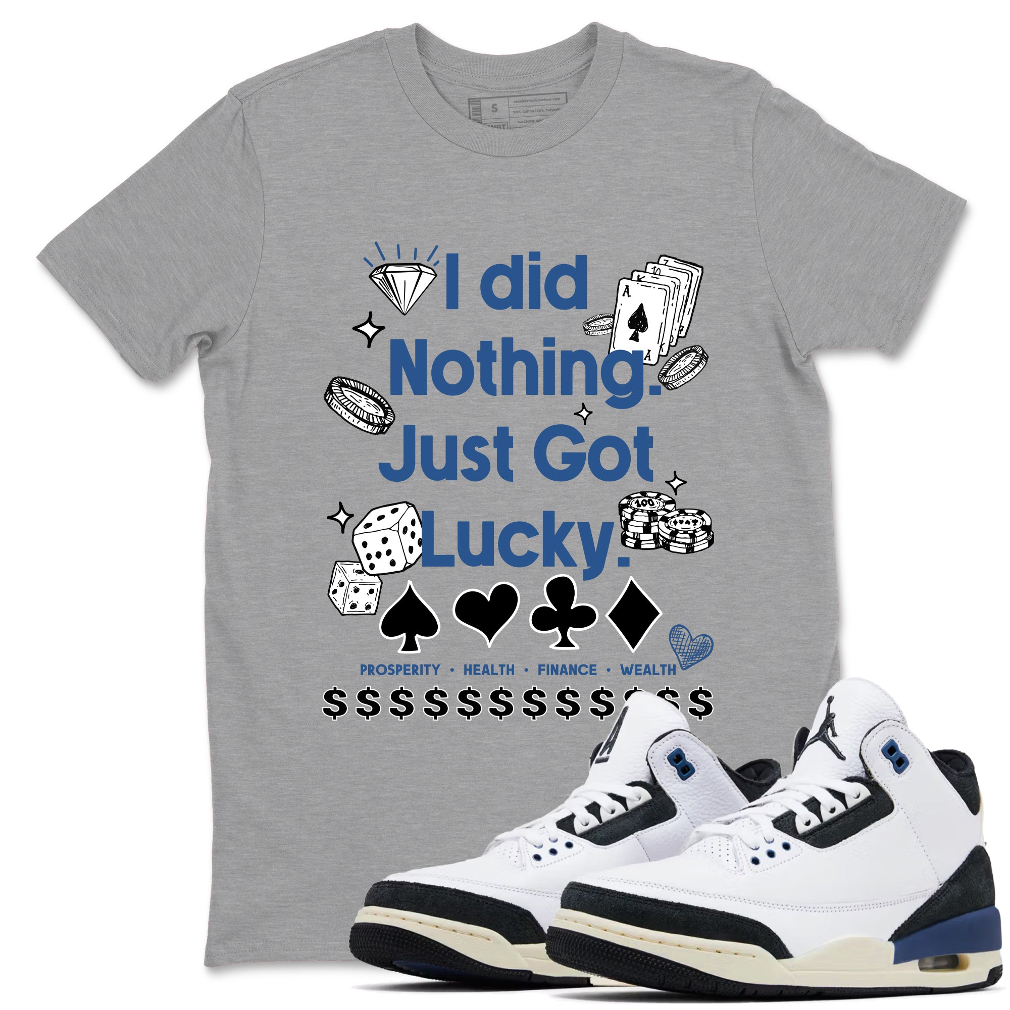 3s For The Love to match jordans Got Lucky sneaker match tees A Ma Maniere x Air Jordan 3 Diffused Blue match shoes to clothes SNRT Sneaker Tees unisex cotton Heather Grey 1 shirts
