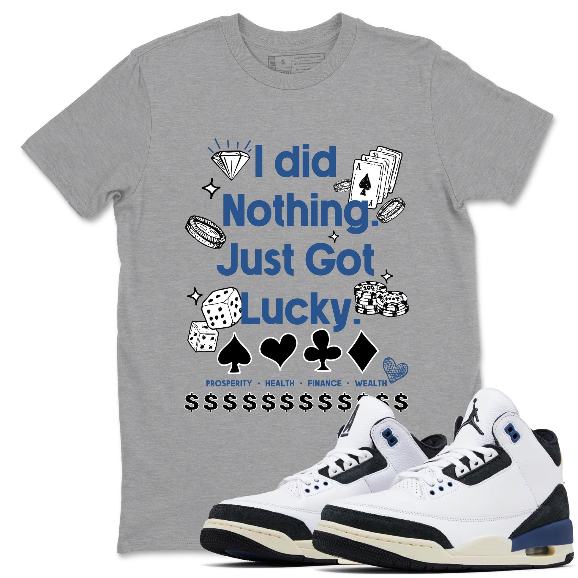 3s For The Love to match jordans Got Lucky sneaker match tees A Ma Maniere x Air Jordan 3 Diffused Blue match shoes to clothes SNRT Sneaker Tees unisex cotton Heather Grey 1 shirts