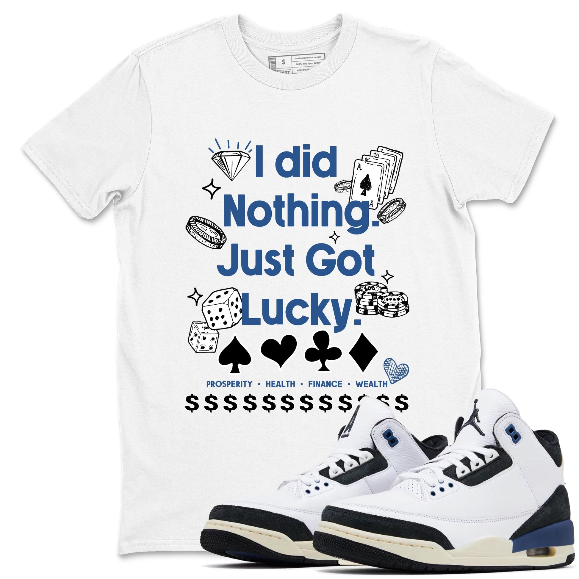 3s For The Love to match jordans Got Lucky sneaker match tees A Ma Maniere x Air Jordan 3 Diffused Blue match shoes to clothes SNRT Sneaker Tees unisex cotton White 1 shirts