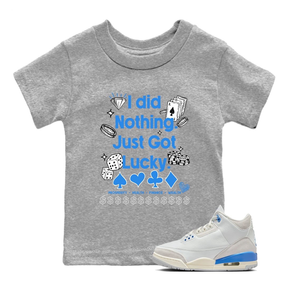 3s Lucky Shorts shirts to match jordans Got Lucky sneaker match tees Air Jordan 3 Lucky Shorts match shoes to clothes SNRT Sneaker Tees Youth Baby Heather Grey 1 tee