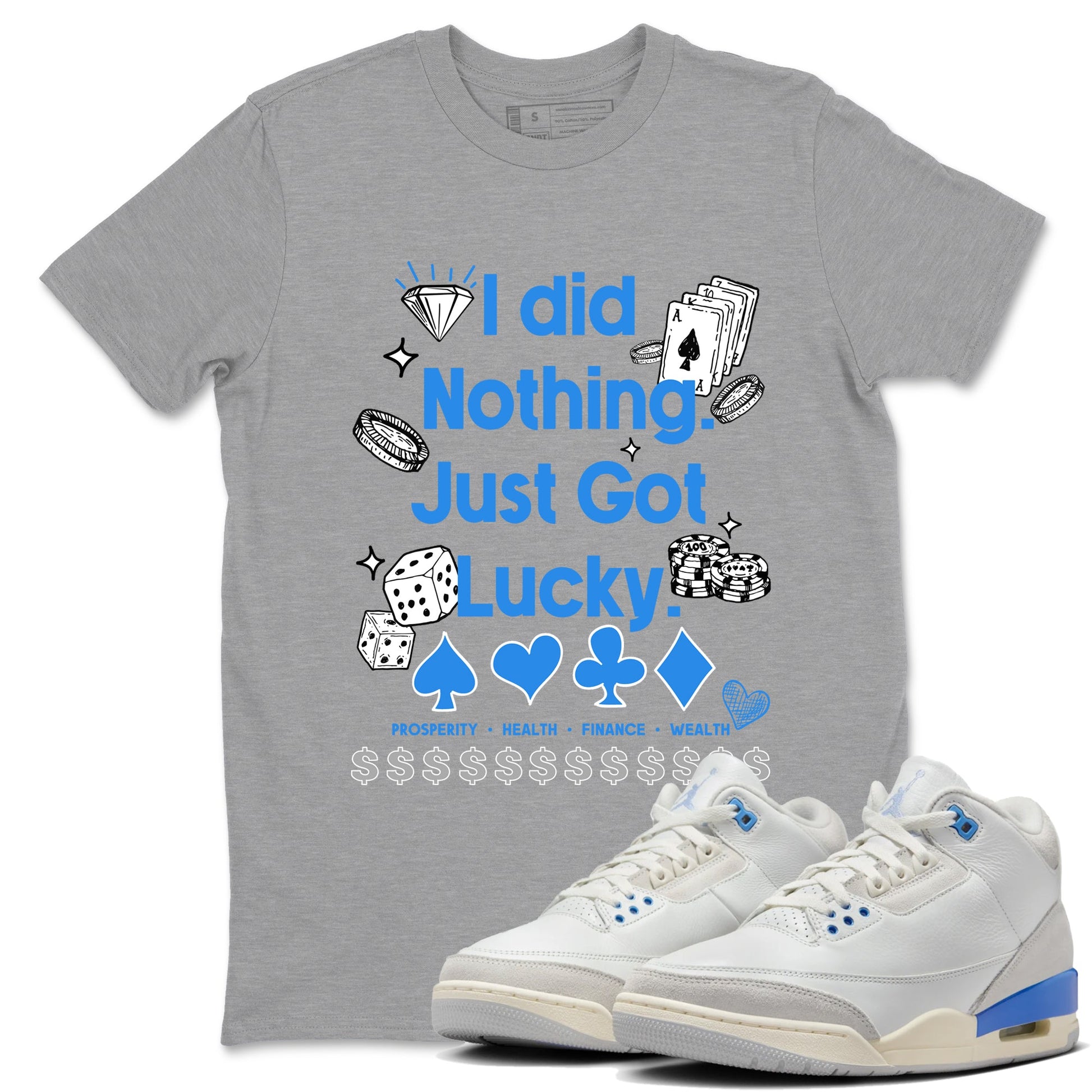 3s Lucky Shorts shirts to match jordans Got Lucky sneaker match tees Air Jordan 3 Lucky Shorts match shoes to clothes SNRT Sneaker Tees unisex cotton Heather Grey 1 shirts
