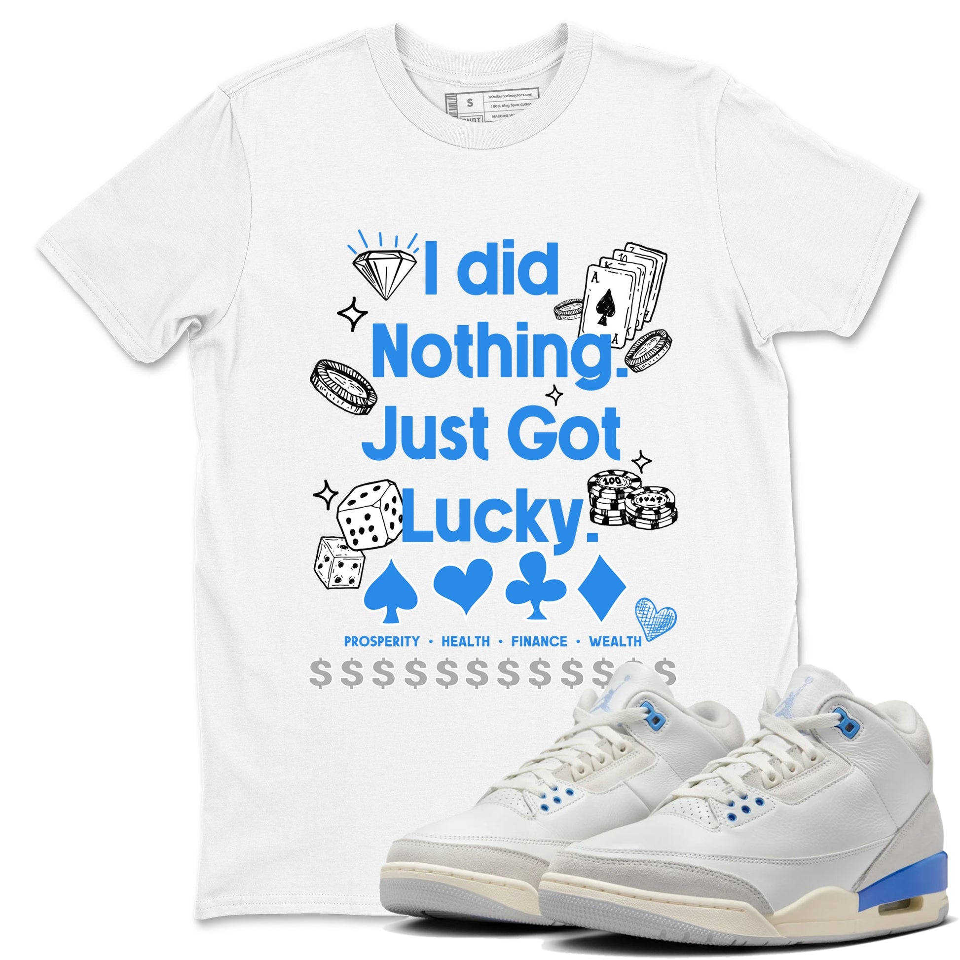 3s Lucky Shorts shirts to match jordans Got Lucky sneaker match tees Air Jordan 3 Lucky Shorts match shoes to clothes SNRT Sneaker Tees unisex cotton White 1 shirts