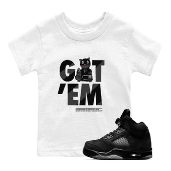 5s Black Cat shirts to match jordans Got'em Cat sneaker match tees Air Jordan 5 Black Cat match shoes to clothes SNRT Sneaker Tees Youth Baby White 1 tee